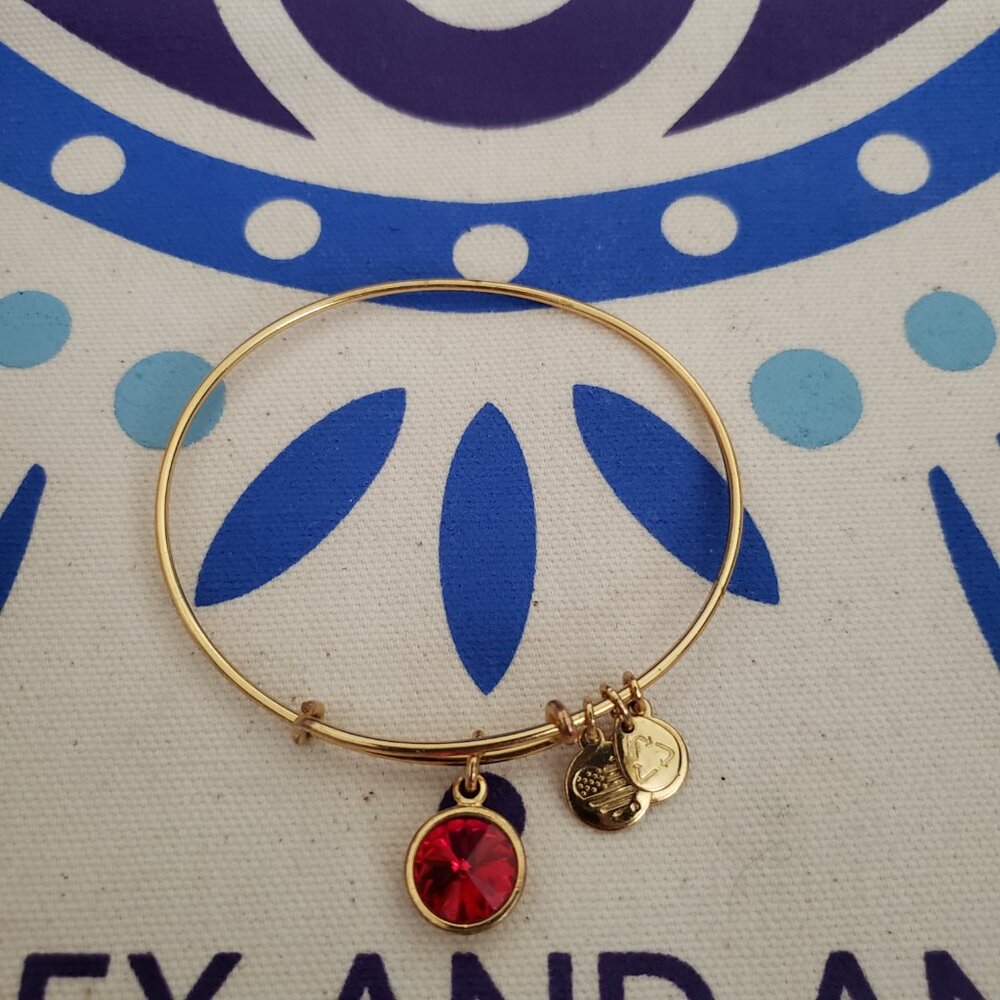 Alex and Ani Gold Bangle With Ruby Birthstone   VGC  75